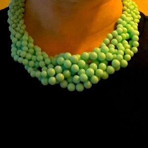 Vintage turquoise plastic beaded statement necklace